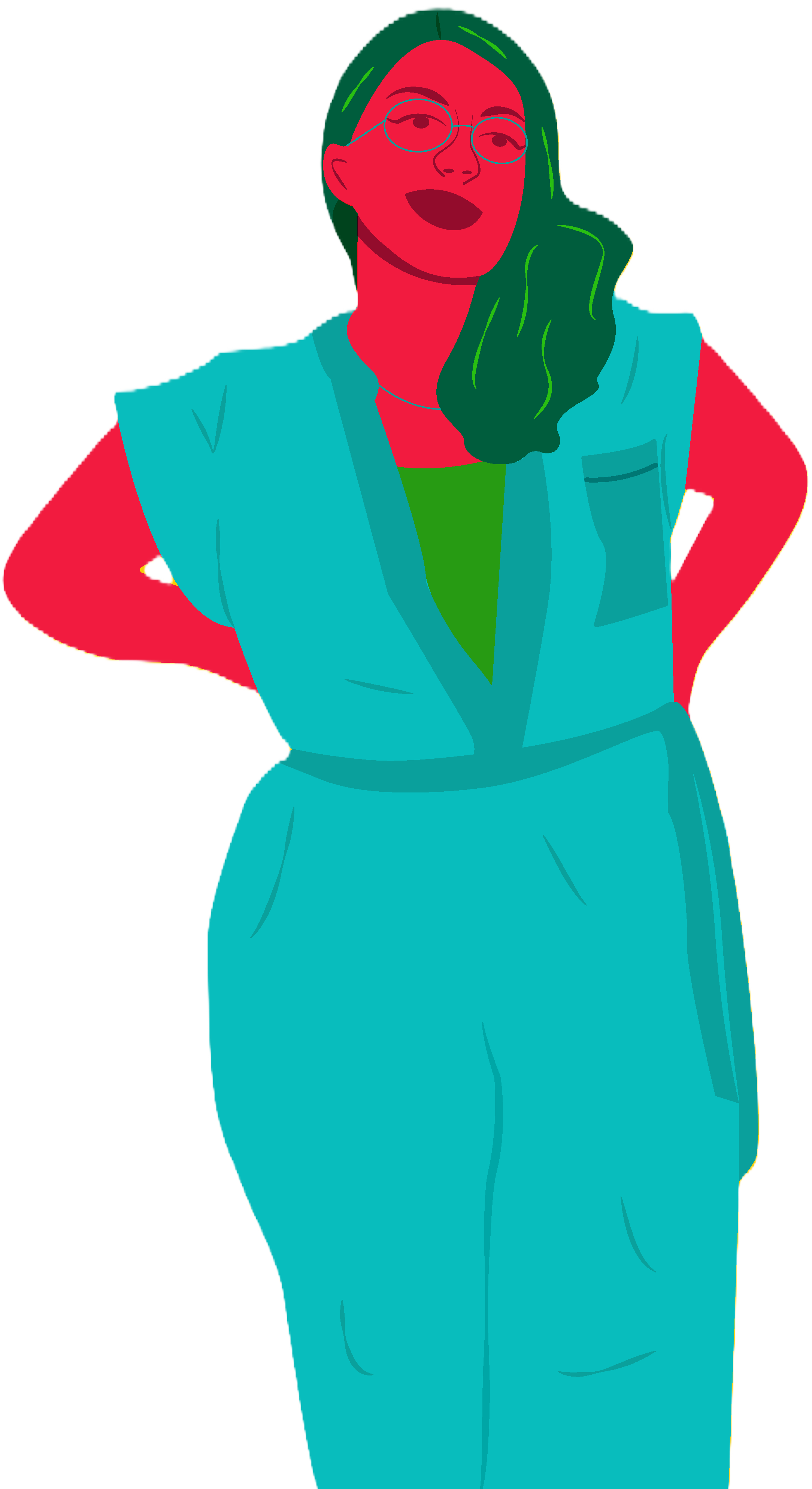 yellow, green and pink portrait of Ilenia
